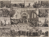 KG 07137
<br/>
Proclamatie kroning William en Mary in Whitehall
<br/>
<em>Aveele, Johannes van den (c. 1655 - 1727)</em>